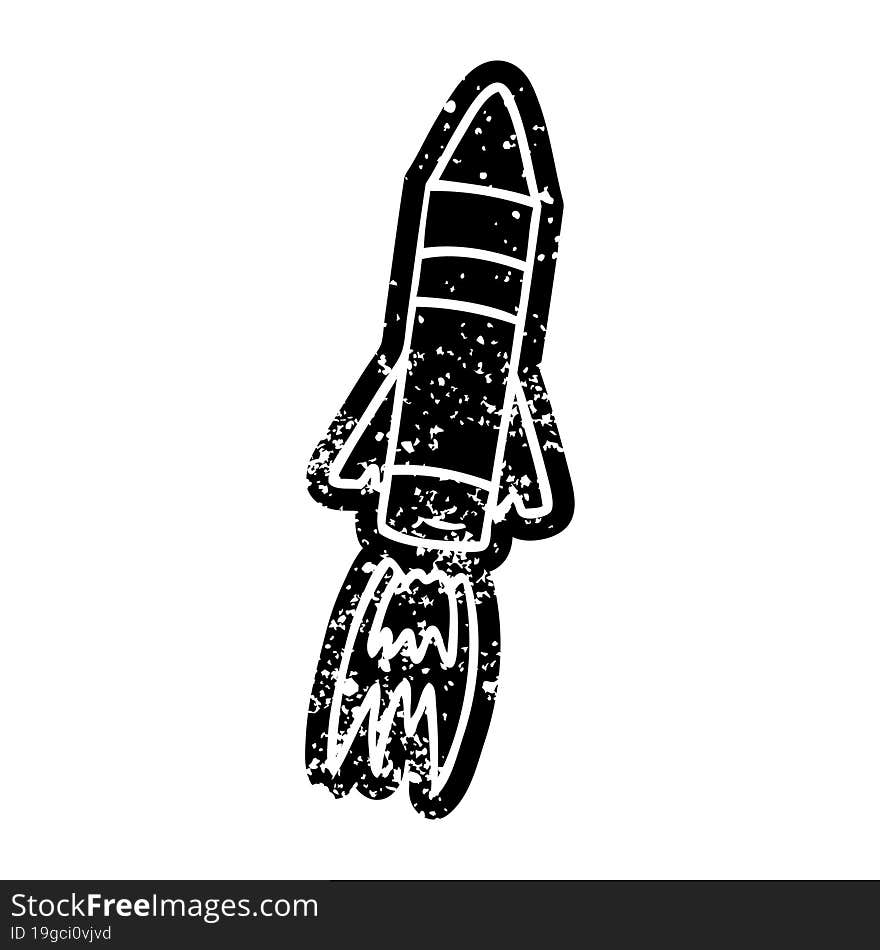 Grunge Icon Drawing Of A Space Rocket