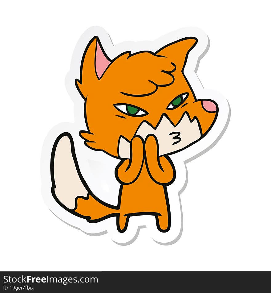 sticker of a clever cartoon fox