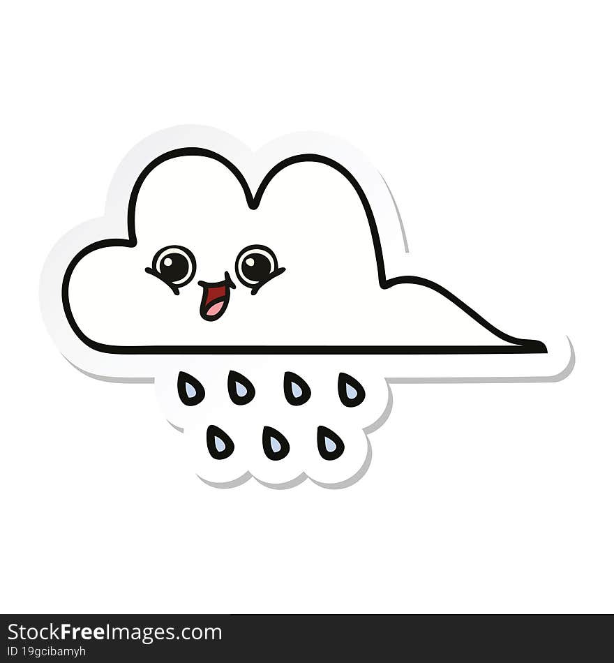 sticker of a cute cartoon rain cloud