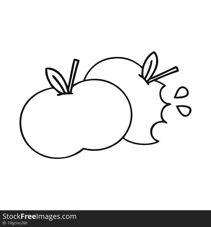 line drawing cartoon of a apples. line drawing cartoon of a apples