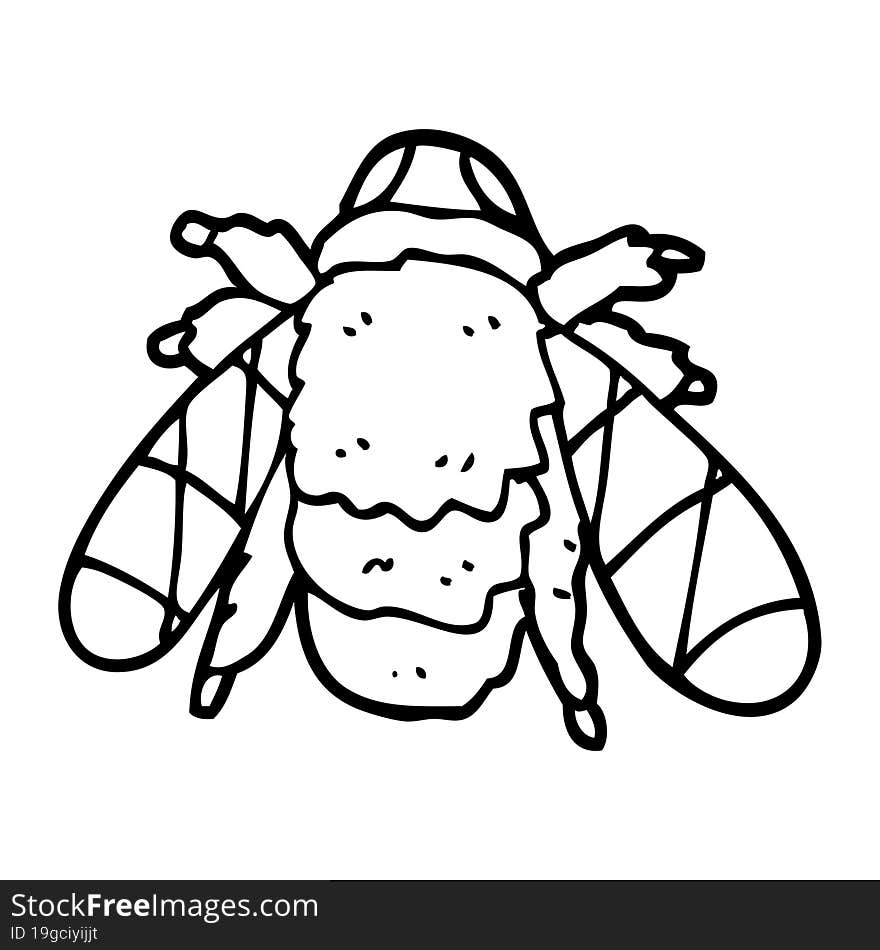 line drawing cartoon doodled bee