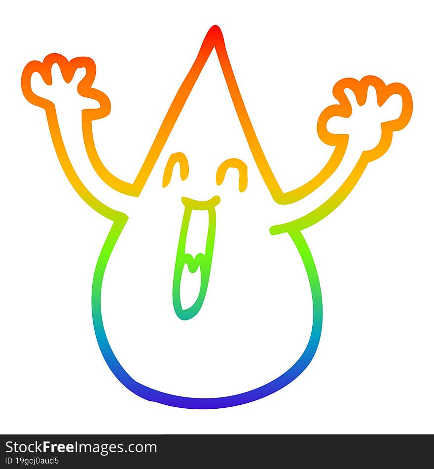 rainbow gradient line drawing of a cartoon blood droplet