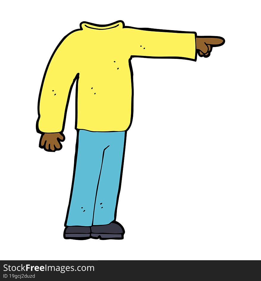 cartoon headless man pointing