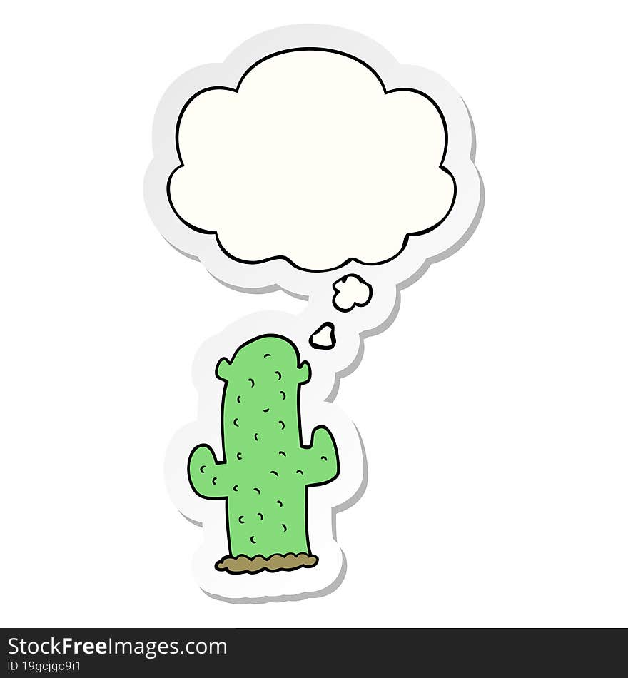 Cartoon Cactus And Thought Bubble As A Printed Sticker