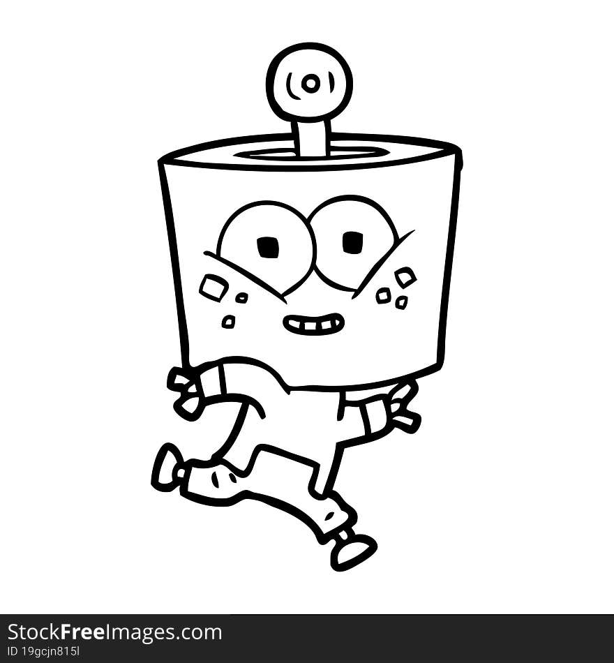 happy cartoon robot running. happy cartoon robot running