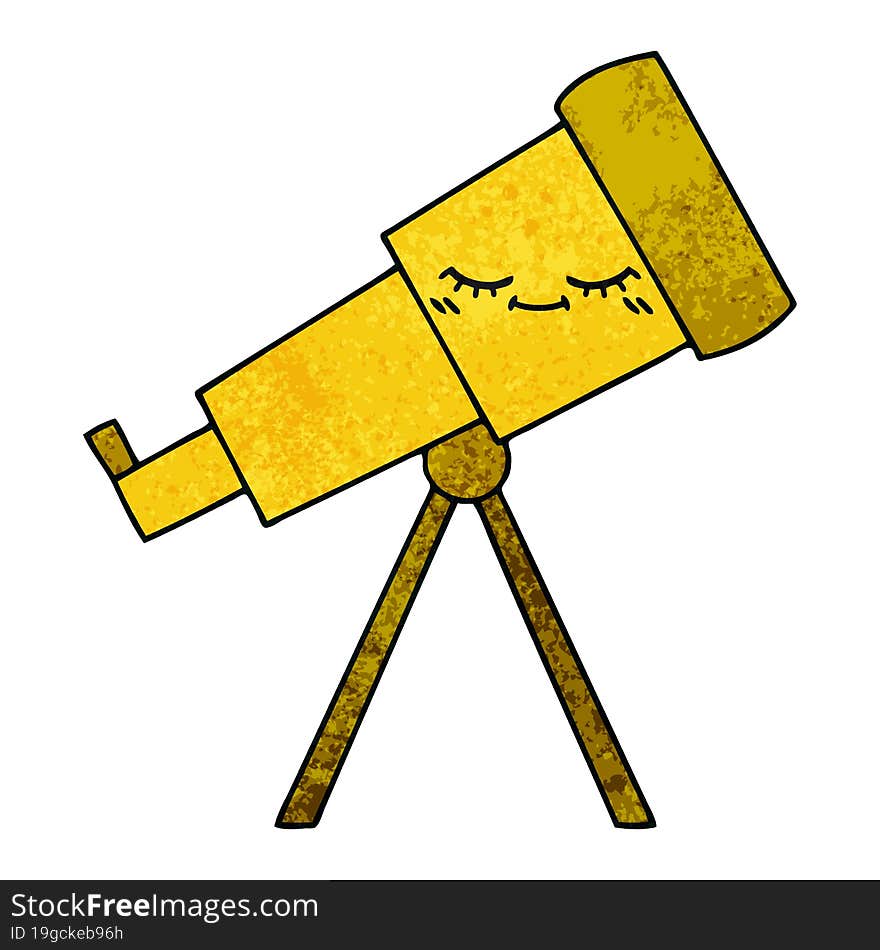 retro grunge texture cartoon telescope