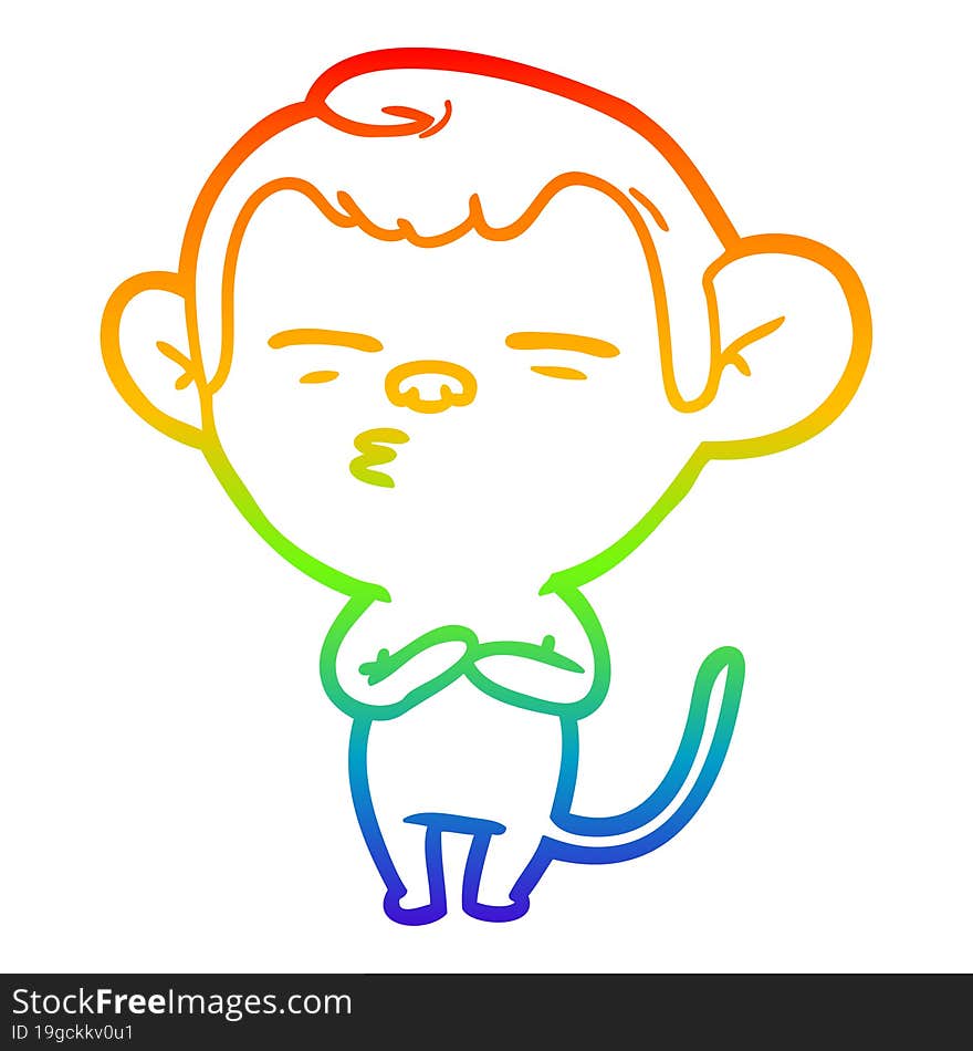 rainbow gradient line drawing cartoon suspicious monkey