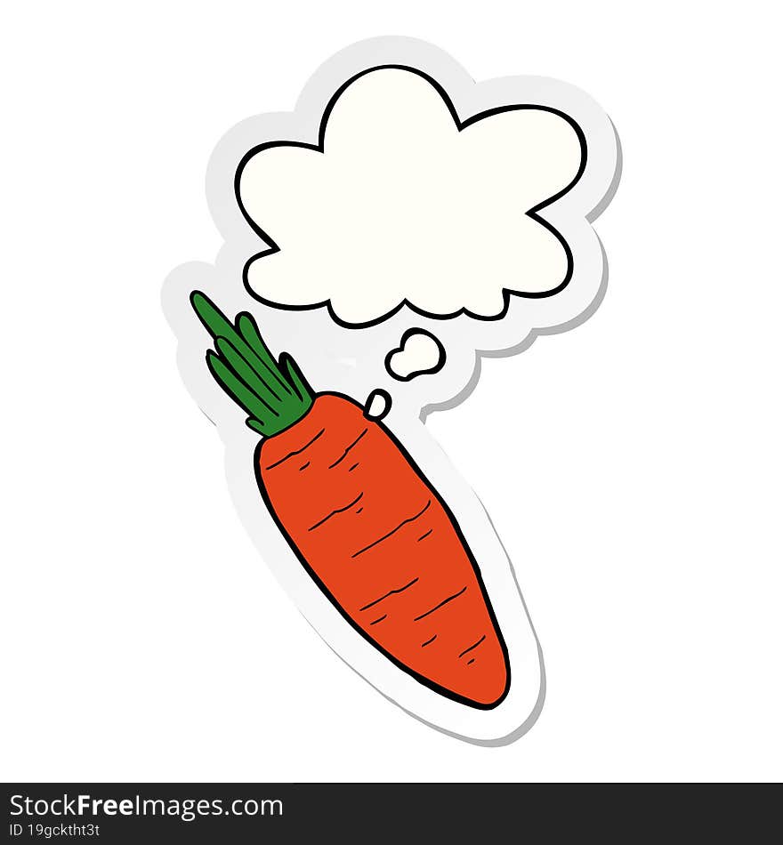 cartoon carrot and thought bubble as a printed sticker