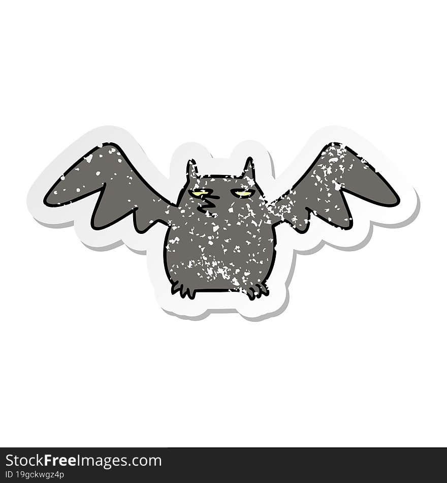 Distressed Sticker Cartoon Doodle Of A Night Bat