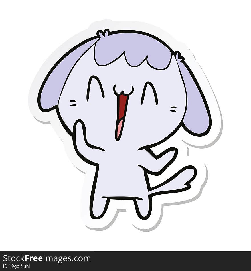 Sticker Of A Cute Cartoon Dog