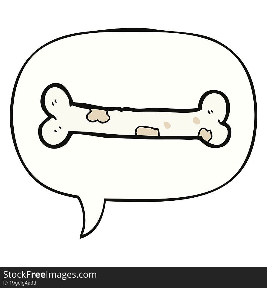 cartoon bone with speech bubble. cartoon bone with speech bubble