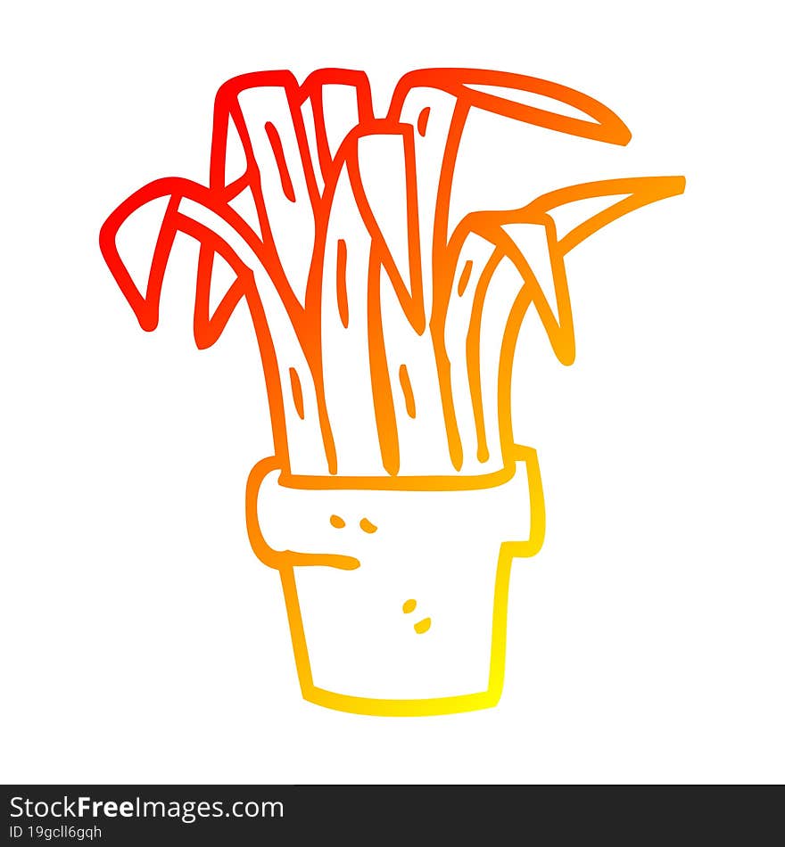 warm gradient line drawing cartoon indoor plant