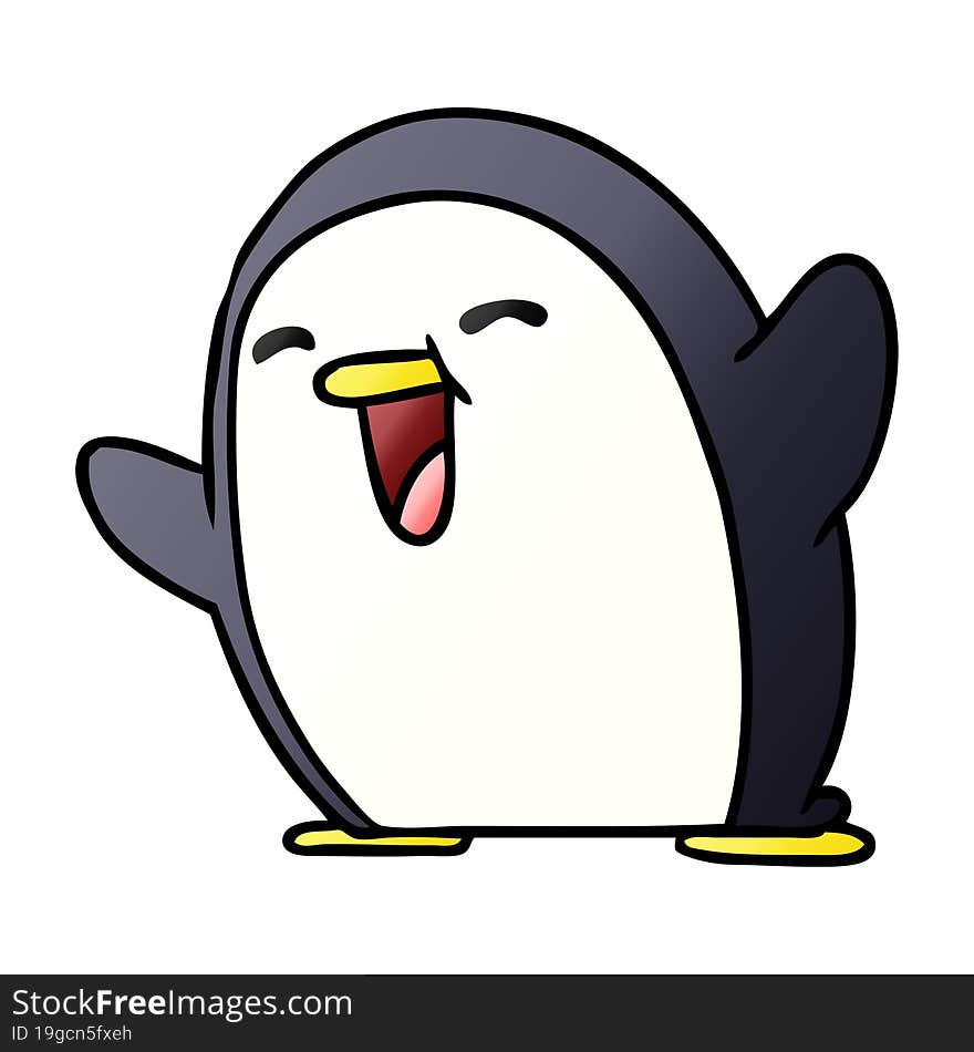 gradient cartoon kawaii of a cute penguin