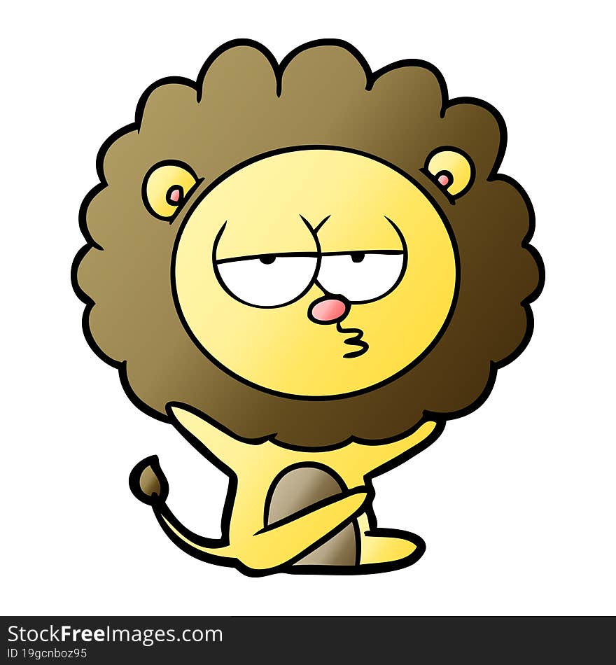 cartoon bored lion. cartoon bored lion