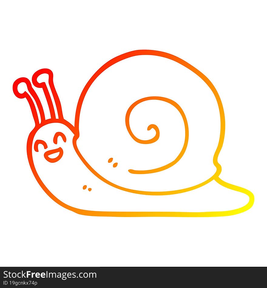 warm gradient line drawing of a cartoon snail