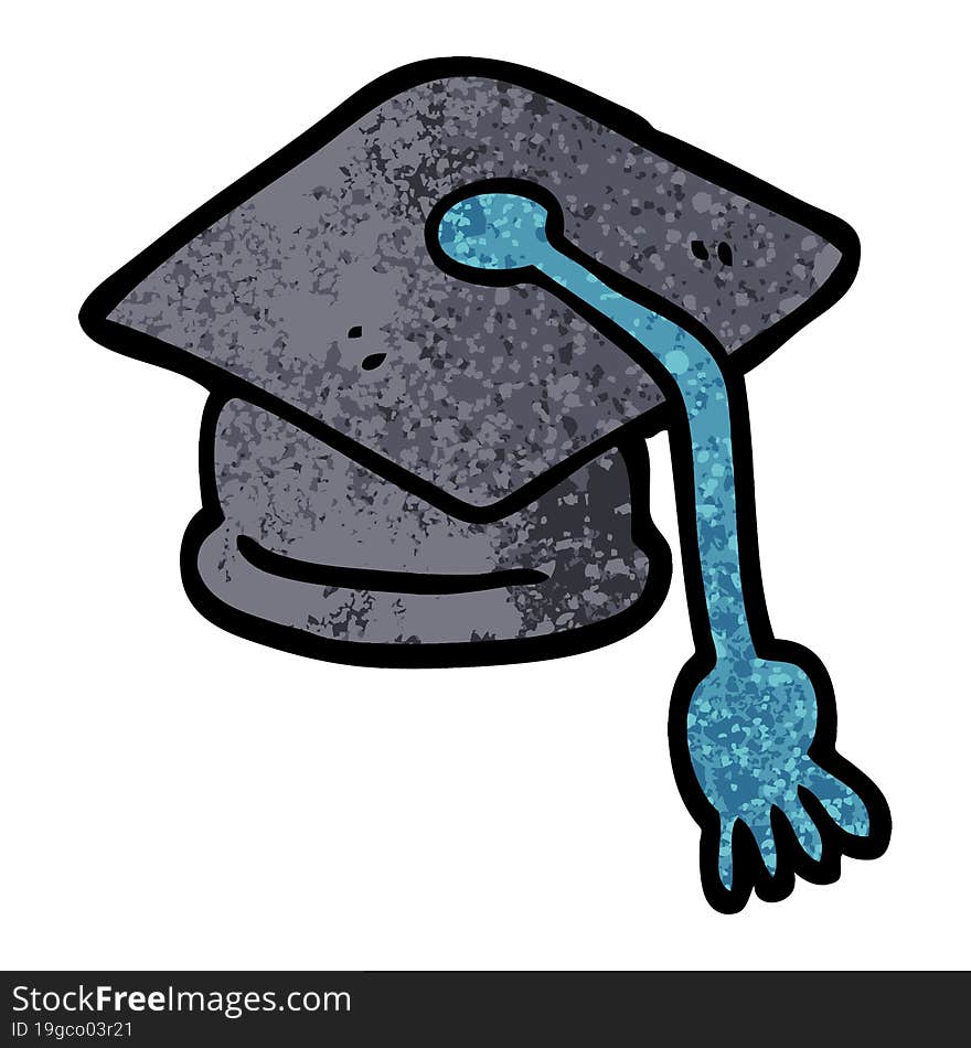 grunge textured illustration cartoon graduation hat