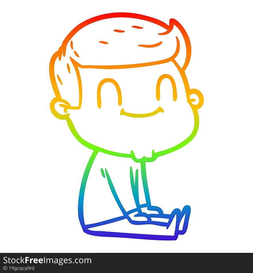 Rainbow Gradient Line Drawing Cartoon Friendly Man