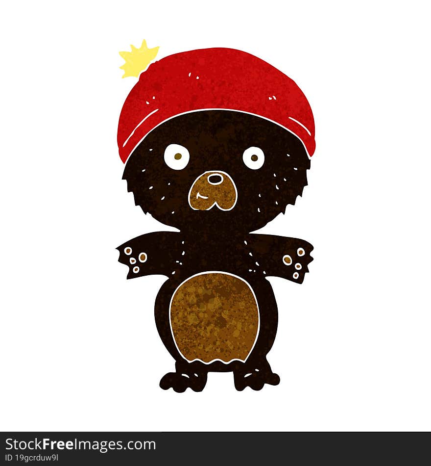 cartoon cute black bear in hat