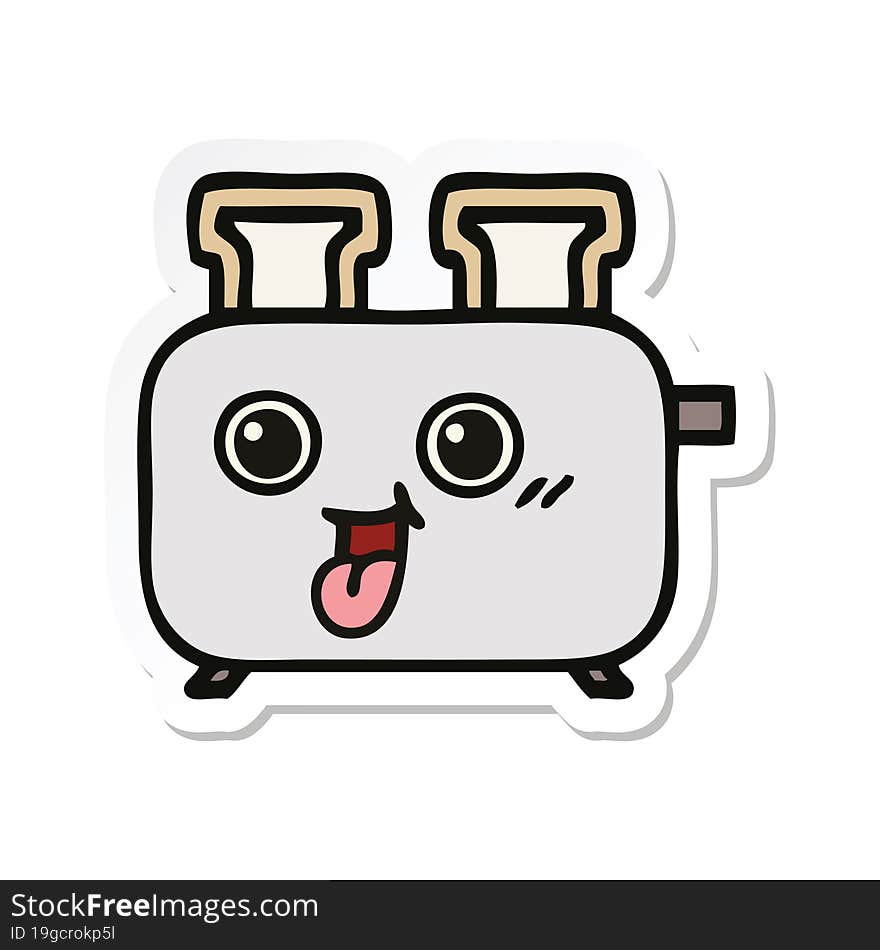 sticker of a cute cartoon of a toaster