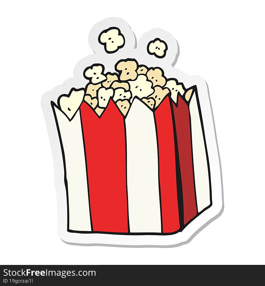 Sticker Of A Cartoon Popcorn