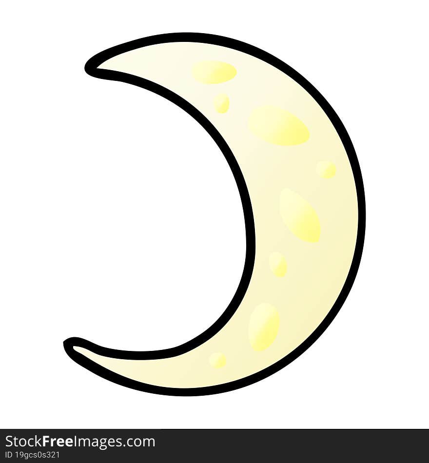 gradient cartoon doodle of a crescent moon