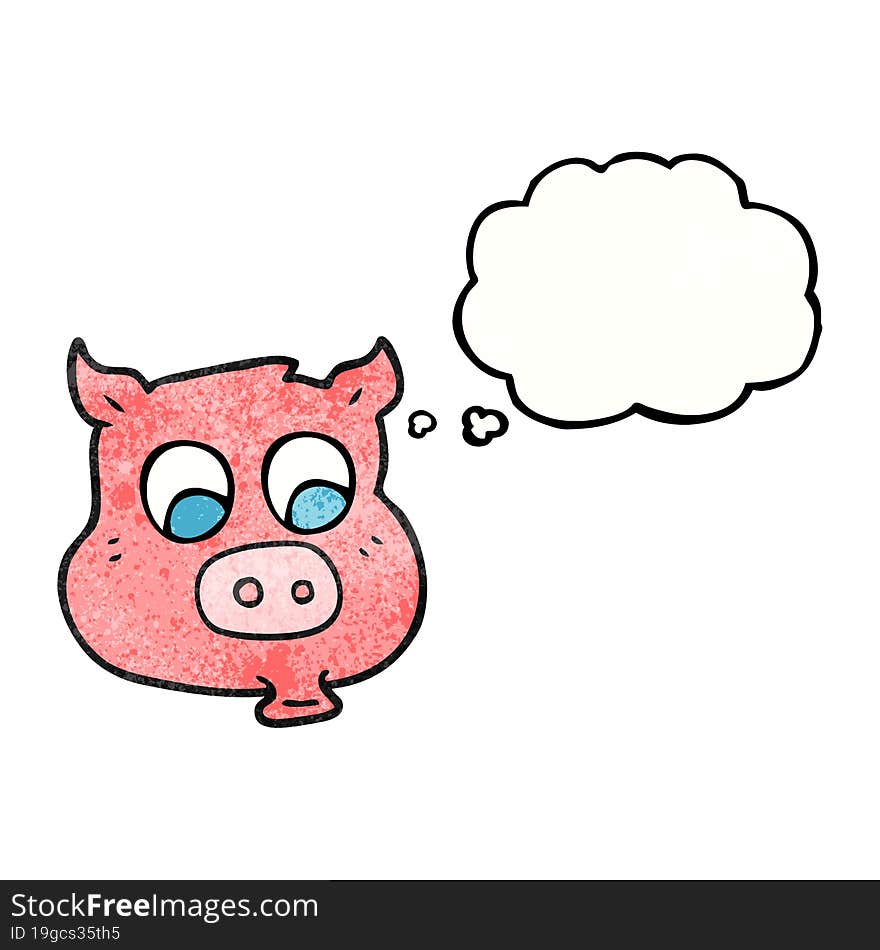 Thought Bubble Textured Cartoon Pig