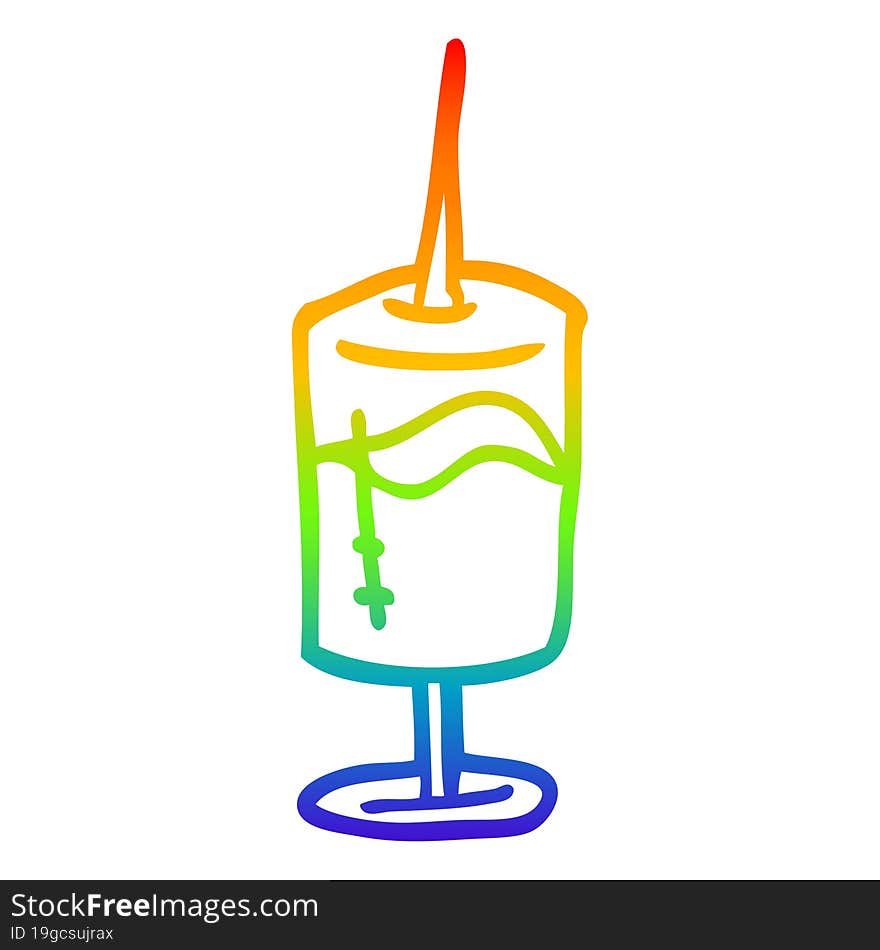 Rainbow Gradient Line Drawing Cartoon Of An Injection