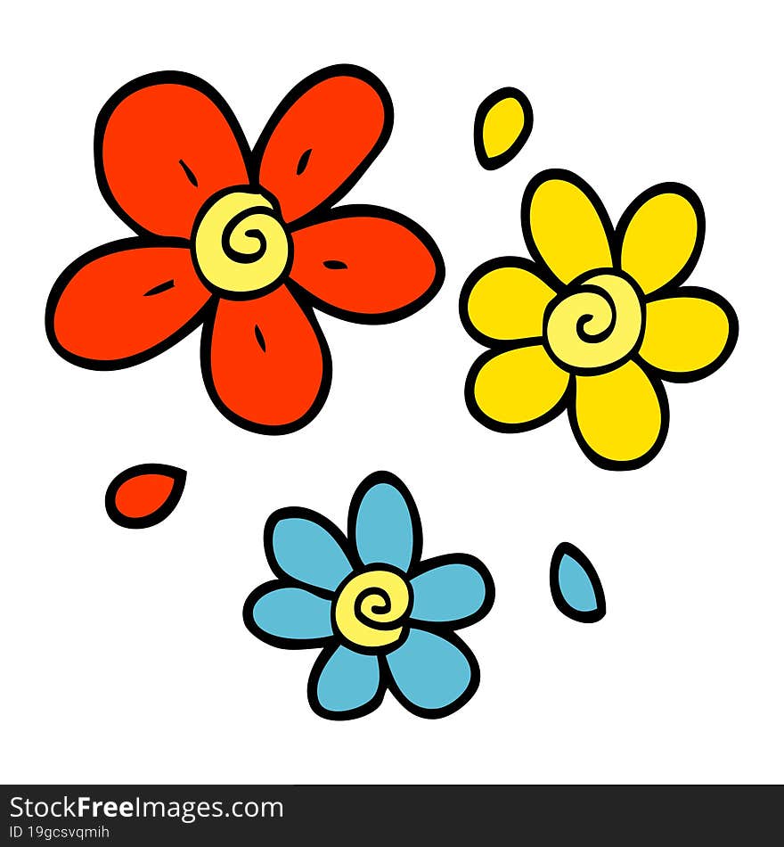 cartoon doodle decorative flowers