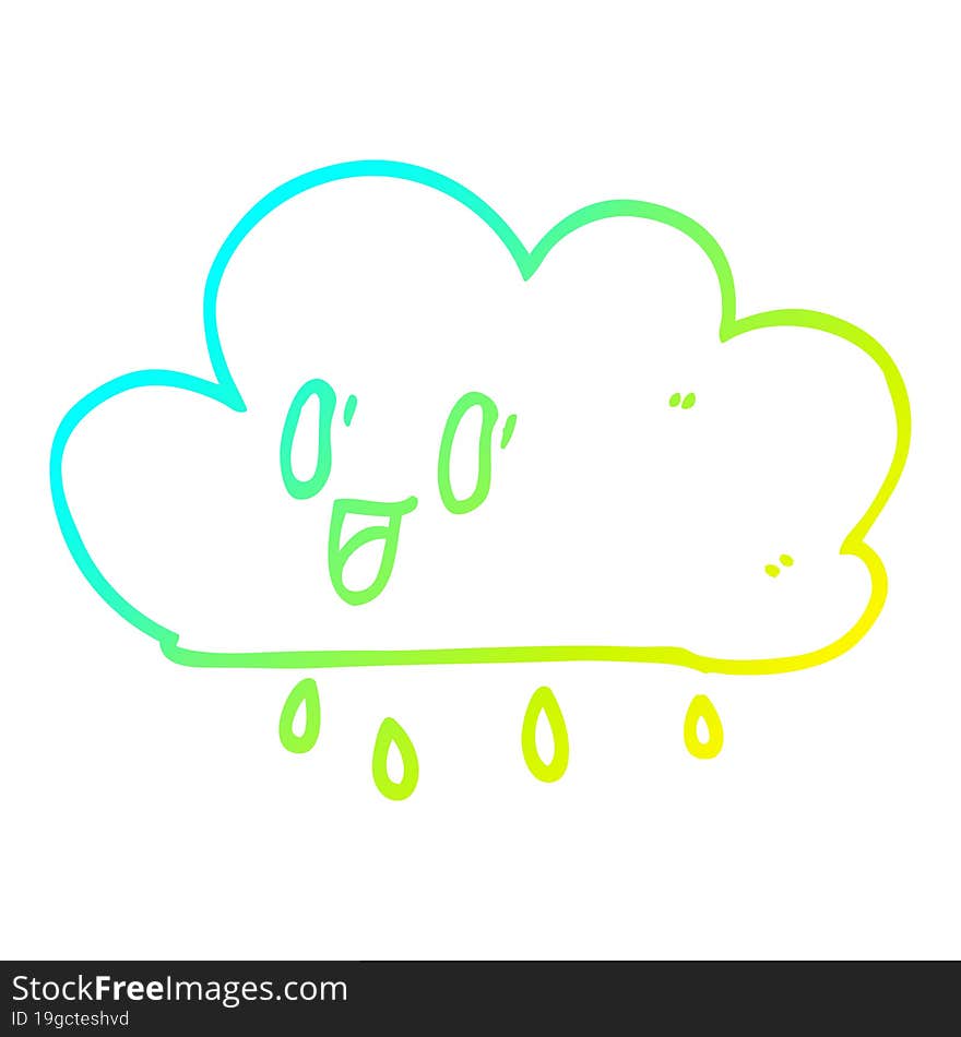 Cold Gradient Line Drawing Cartoon Happy Grey Cloud