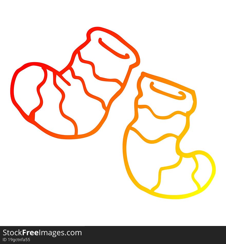 warm gradient line drawing of a cartoon socks