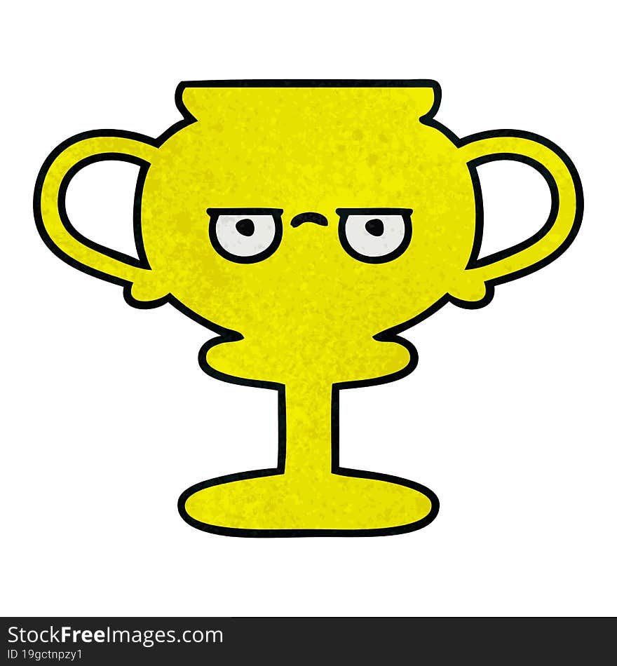 retro grunge texture cartoon trophy