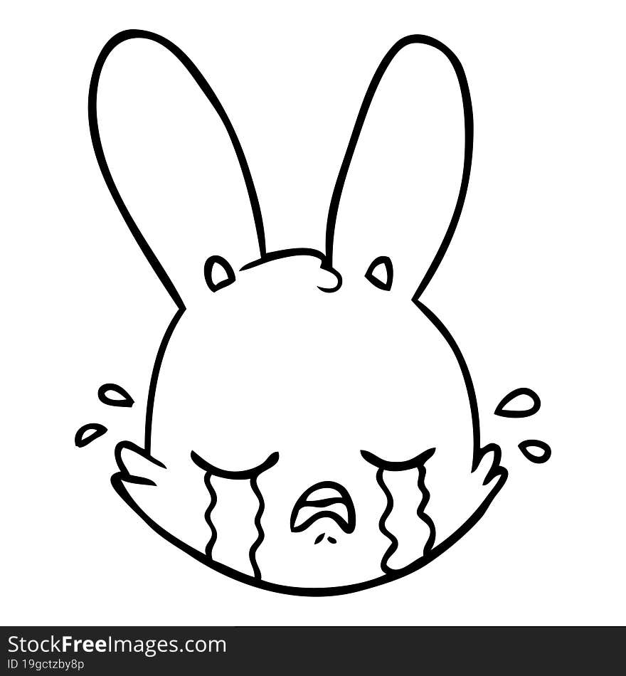 cartoon crying bunny face. cartoon crying bunny face