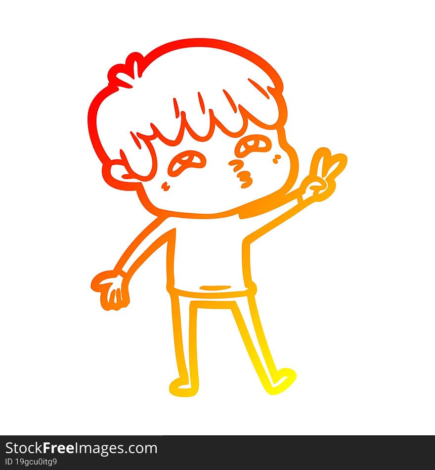 warm gradient line drawing cartoon curious man