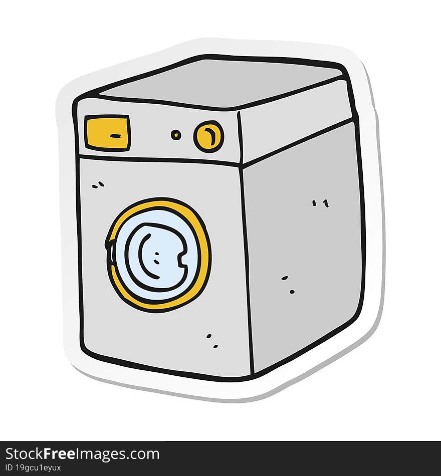 sticker of a cartoon washing machine