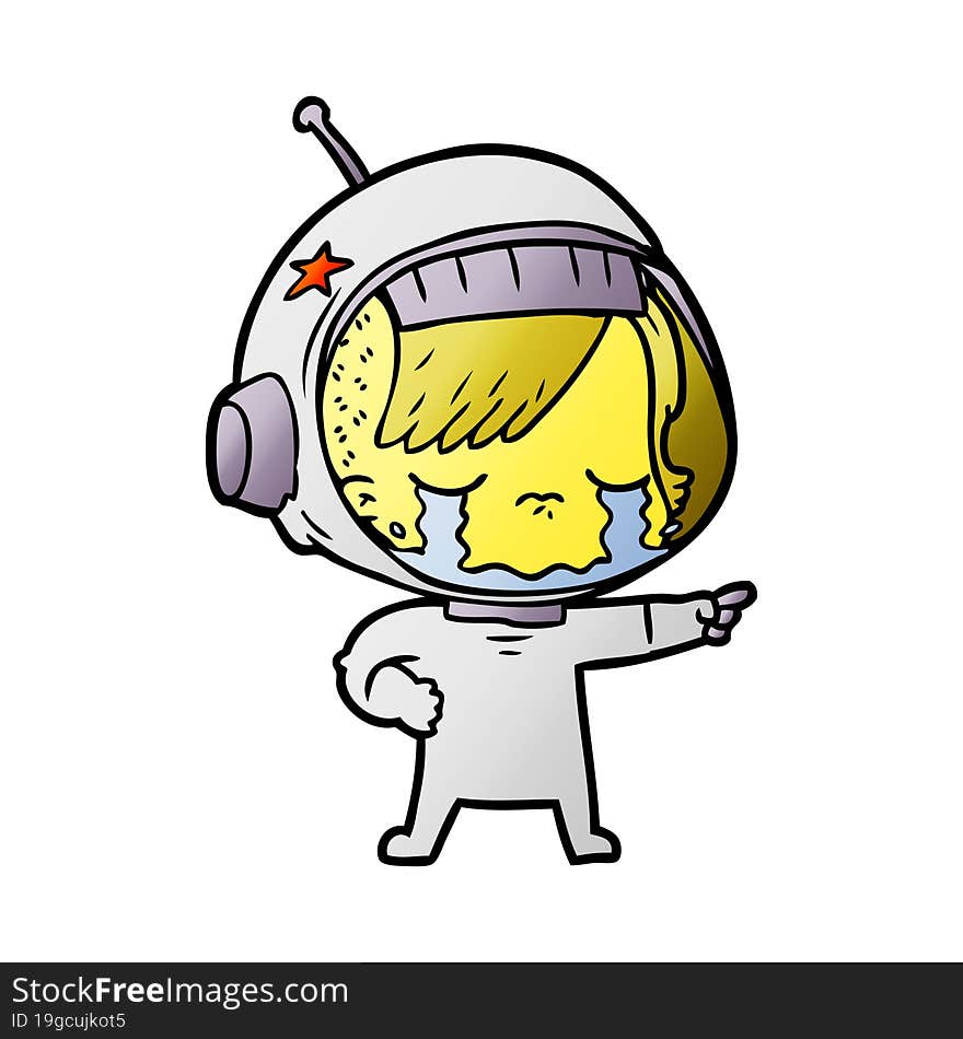 cartoon crying astronaut girl. cartoon crying astronaut girl