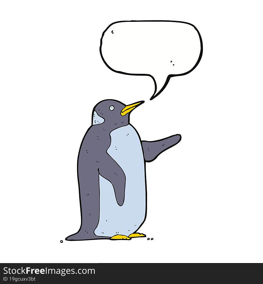 cartoon penguin with speech bubble