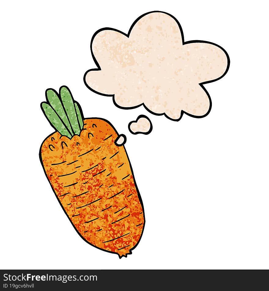 cartoon vegetable with thought bubble in grunge texture style. cartoon vegetable with thought bubble in grunge texture style