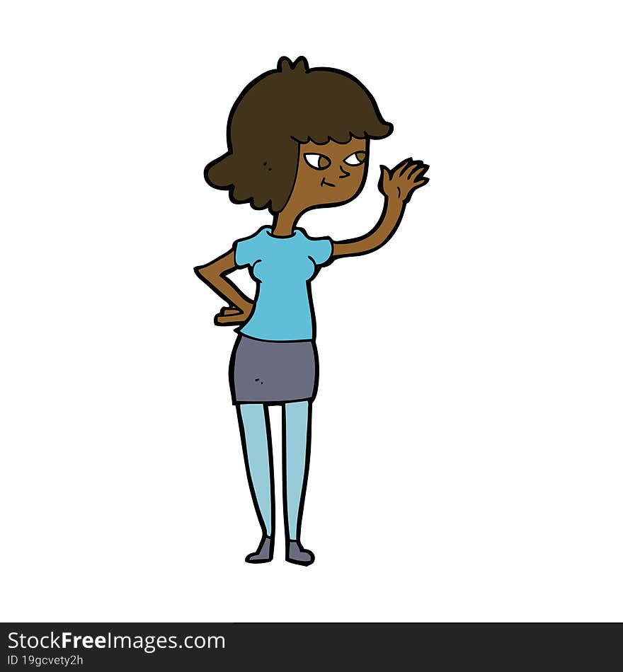 Cartoon Friendly Girl Waving