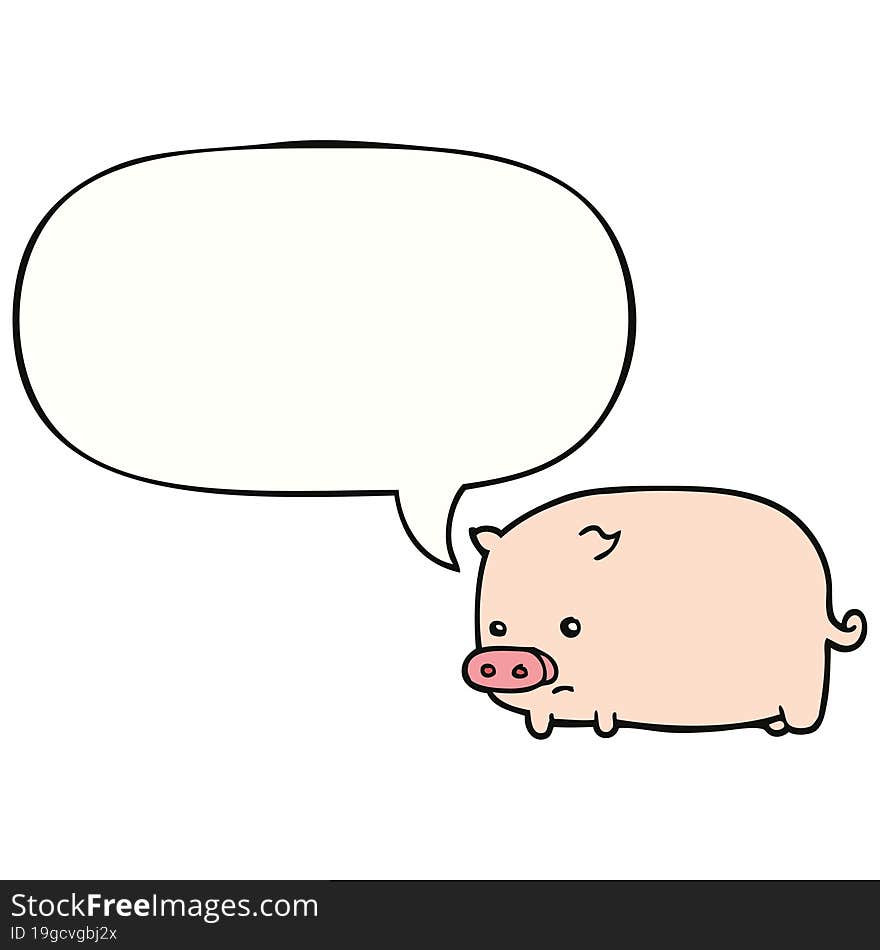 cute cartoon pig and speech bubble