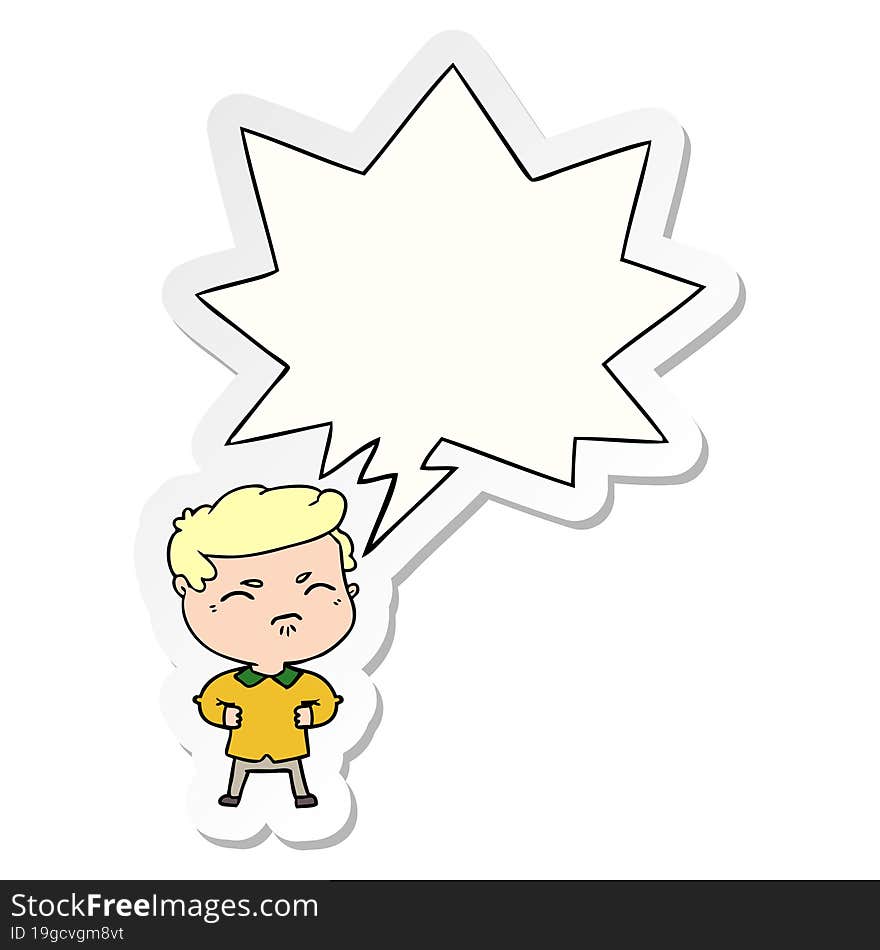 cartoon annoyed man with speech bubble sticker