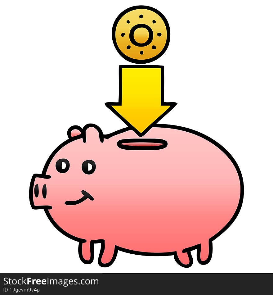 gradient shaded cartoon piggy bank