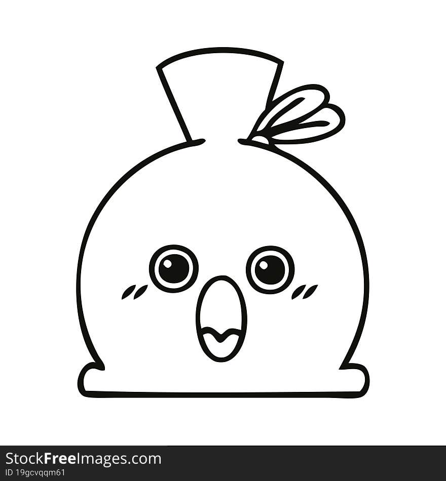 line drawing cartoon of a sack. line drawing cartoon of a sack