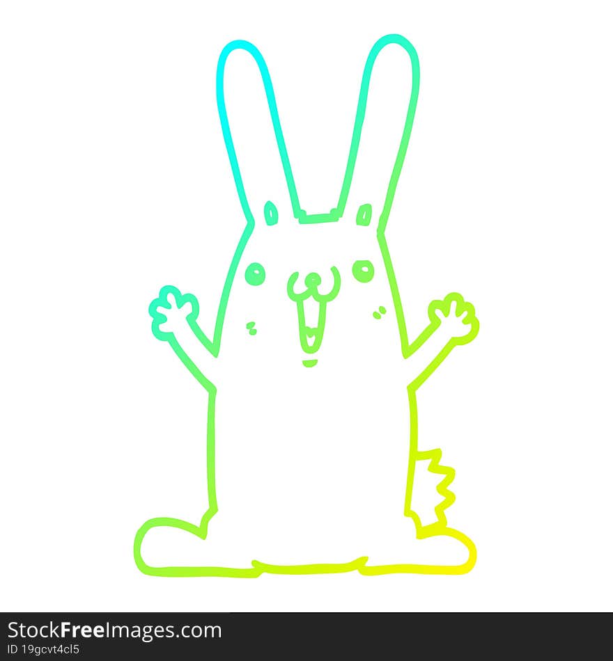 Cold Gradient Line Drawing Cartoon Rabbit