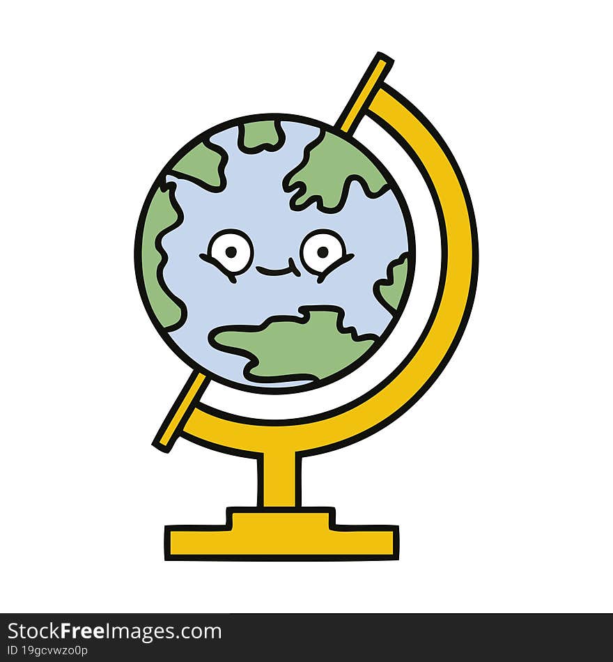 cute cartoon globe of the world