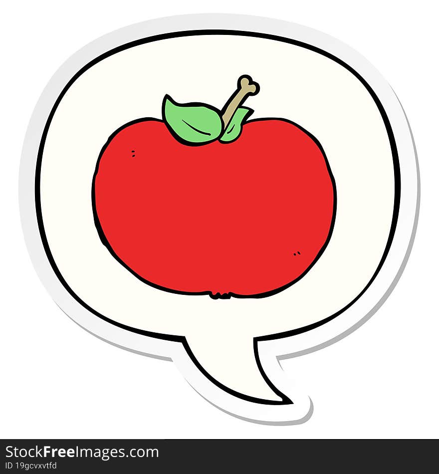 cartoon apple and speech bubble sticker