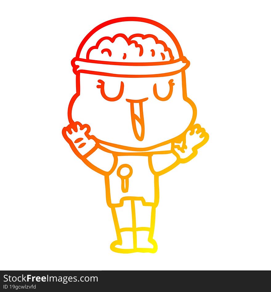 Warm Gradient Line Drawing Happy Cartoon Robot