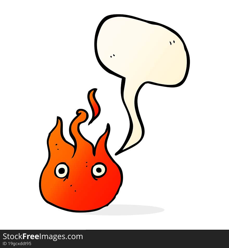 cartoon flame symbol with speech bubble