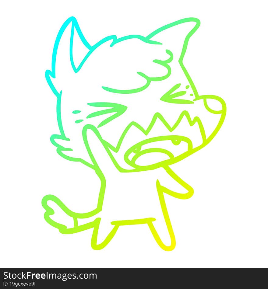 cold gradient line drawing angry cartoon fox