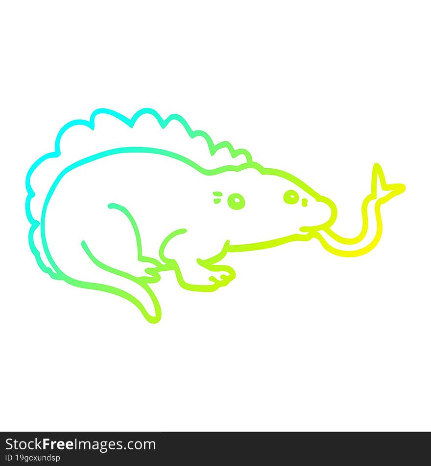 cold gradient line drawing cartoon lizard