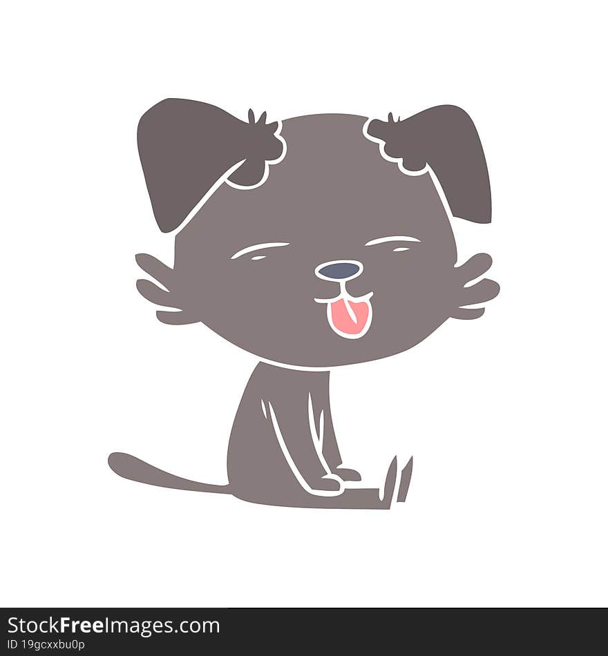 flat color style cartoon dog sticking out tongue